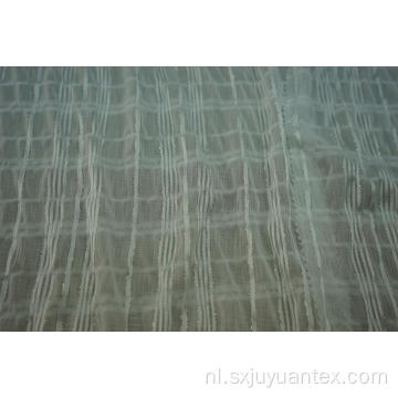 Polyester chiffon crinkle zilver lurex streep dobby stof